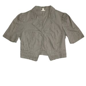 Frenchi Women's Bolero Puff Sleeve Jacket Button Closure size medium Linen blend